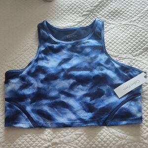 Calvin Klein Navy and White Patterned Sports Bra